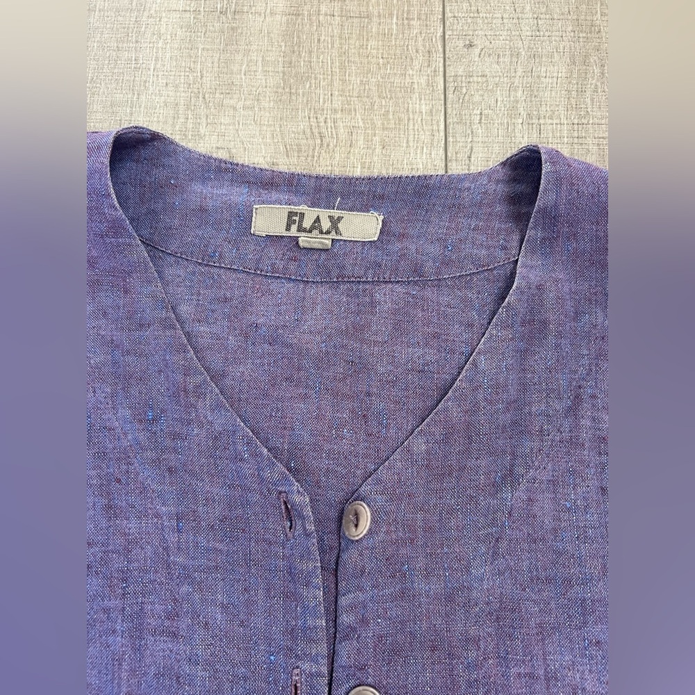 Flax Lavender Linen Button-Up Blouse Women’s Size Small - Picture 2 of 8